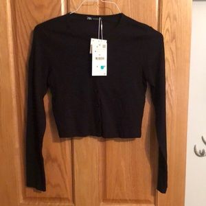 Long sleeve crop sweater with buttons